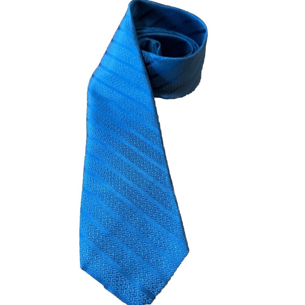 Michelsons of London Men's  Blue Solid Striped Tie